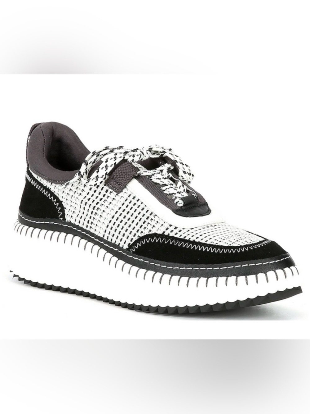 Chelsea & Violet Halle Knit Platform Sneakers Black & White Size 7.5